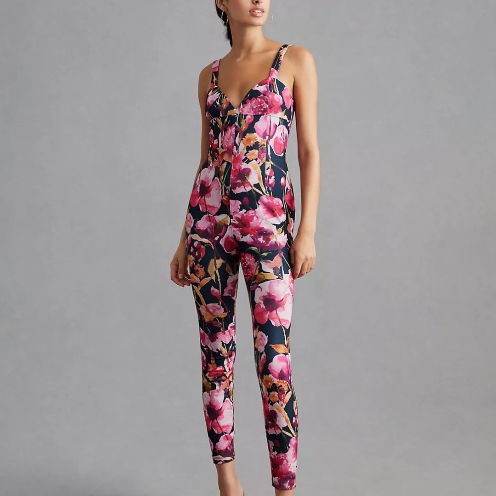 By Anthropologie Floral Sweetheart Jumpsuit